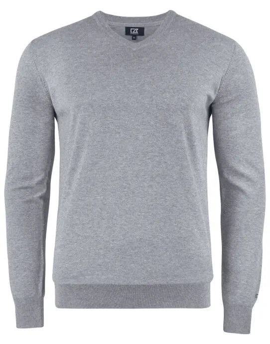 Cutter &amp; Buck - Oakville V-neck Men - Grey Melange - Customisable Knitwear