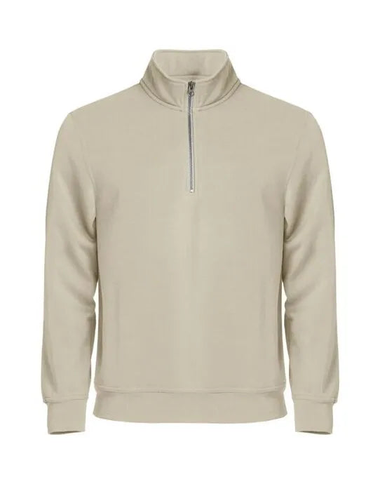 Clique - Basic Half Zip - Light Khaki - Customisable SWEATSHIRTS AND HOODIES