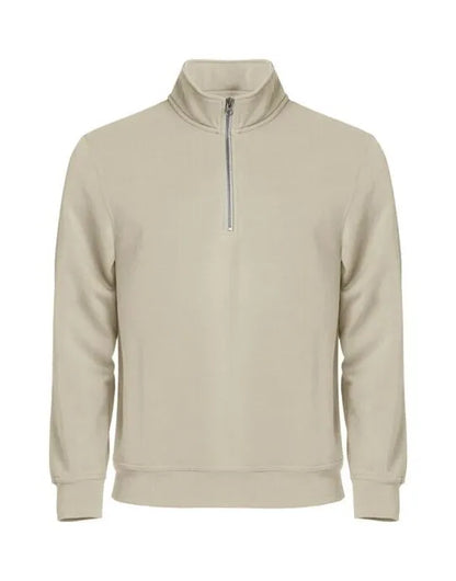 Clique - Basic Half Zip - Light Khaki - Customisable SWEATSHIRTS AND HOODIES