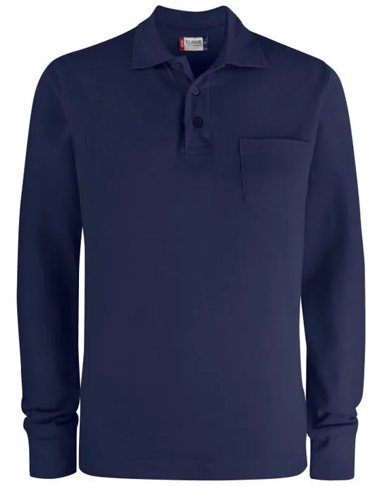 Clique - Basic Pocket Polo L/S - Dark Navy - Customisable POLO SHIRTS