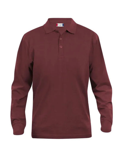 Clique - Long Sleeve Classic Lincoln - Burgundy - Customisable POLO SHIRTS