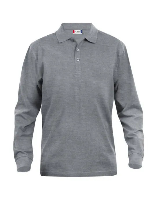 Clique - Long Sleeve Classic Lincoln - Grey Melange - Customisable POLO SHIRTS