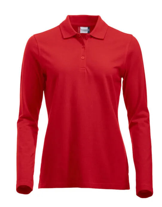 Clique - Long Sleeve Classic Marion - Red - Customisable POLO SHIRTS