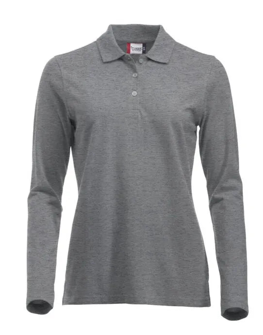 Clique - Long Sleeve Classic Marion - Grey Melange - Customisable POLO SHIRTS