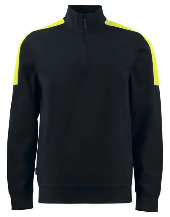 Pro-Job - Prio 2128 1/2 Zip Sweatshirt - Black Yellow - Customisable SWEATSHIRTS AND HOODIES