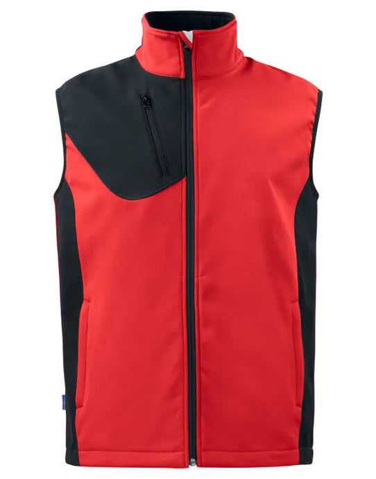 Pro-Job - Prio 3702 Softshell Vest - Red XS - Customisable Workwear