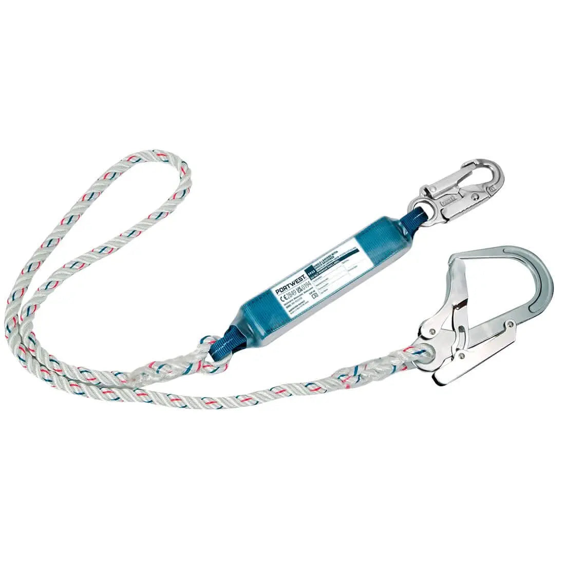 Single 1.8m Lanyard With Shock Absorber Fp23 - White - Customisable Fall Arrest Lanyards
