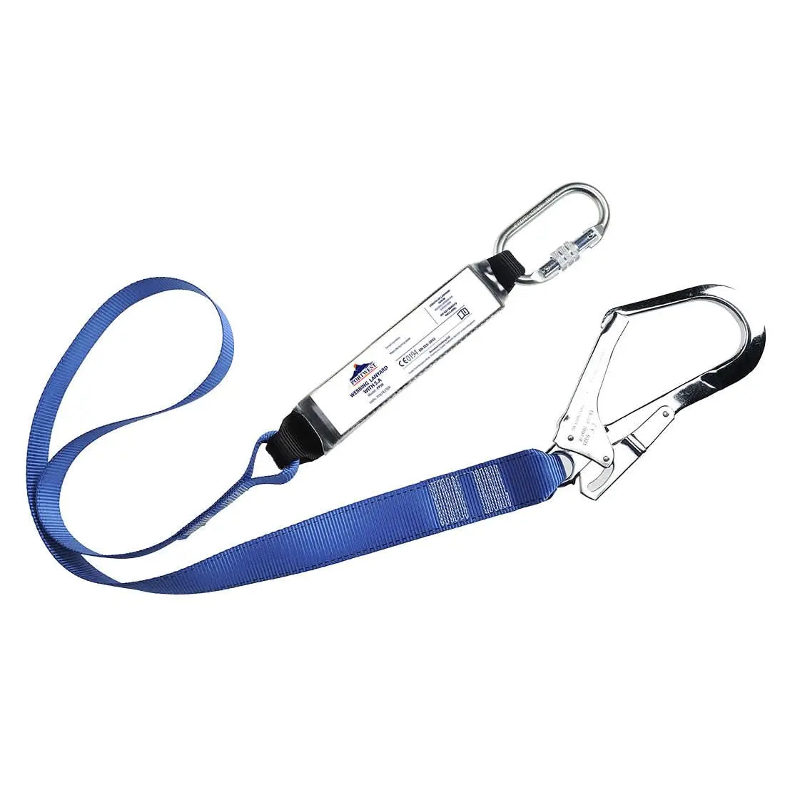Single Webbing 1.8m Lanyard With Shock Absorber Fp50 - Royal Blue - Customisable Fall Arrest Lanyards