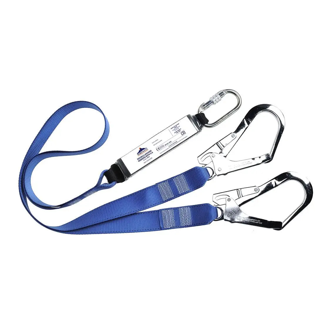 Double Webbing 1.8m Lanyard With Shock Absorber Fp51 - Royal Blue - Customisable Fall Arrest Lanyards