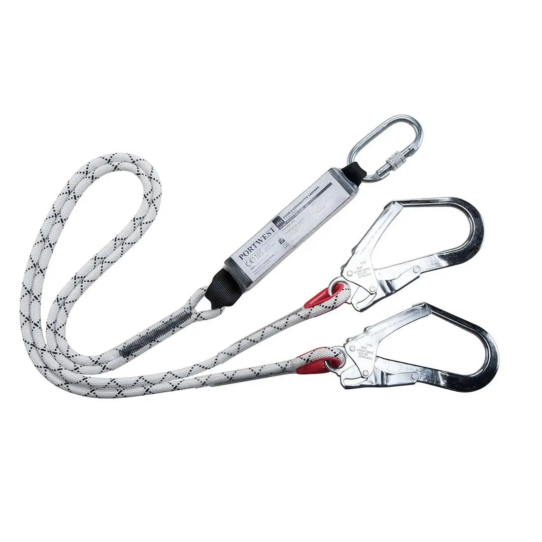 Double Kernmantle 1.8m Lanyard With Shock Absorber Fp55 - White - Customisable Fall Arrest Lanyards
