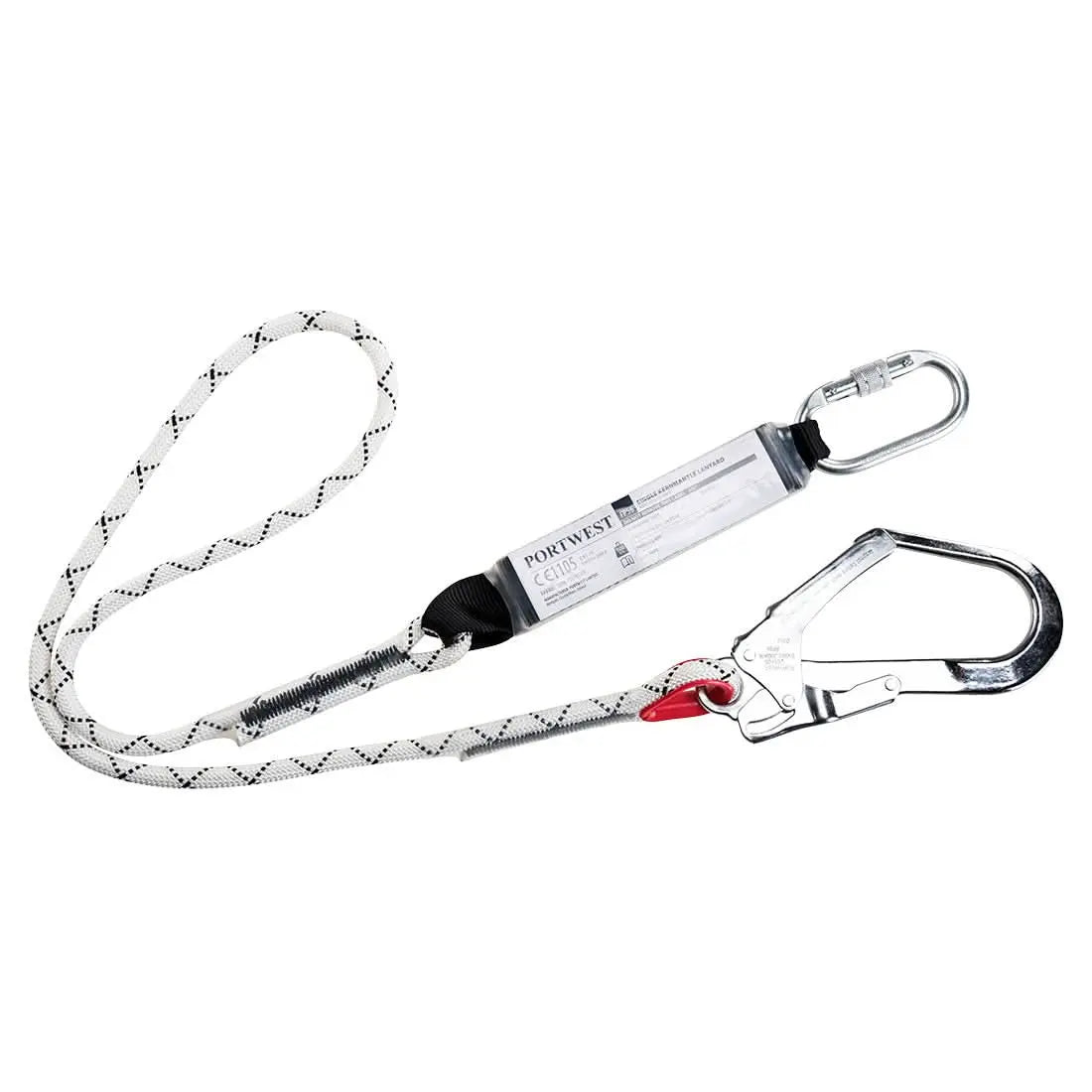 Single Kernmantle 1.8m Lanyard With Shock Absorber Fp56 - White - Customisable Fall Arrest Lanyards