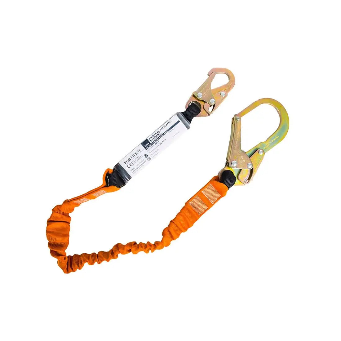 Single 140kg 1.8m Lanyard With Shock Absorber Fp74 - Black Orange - Customisable Fall Arrest Lanyards