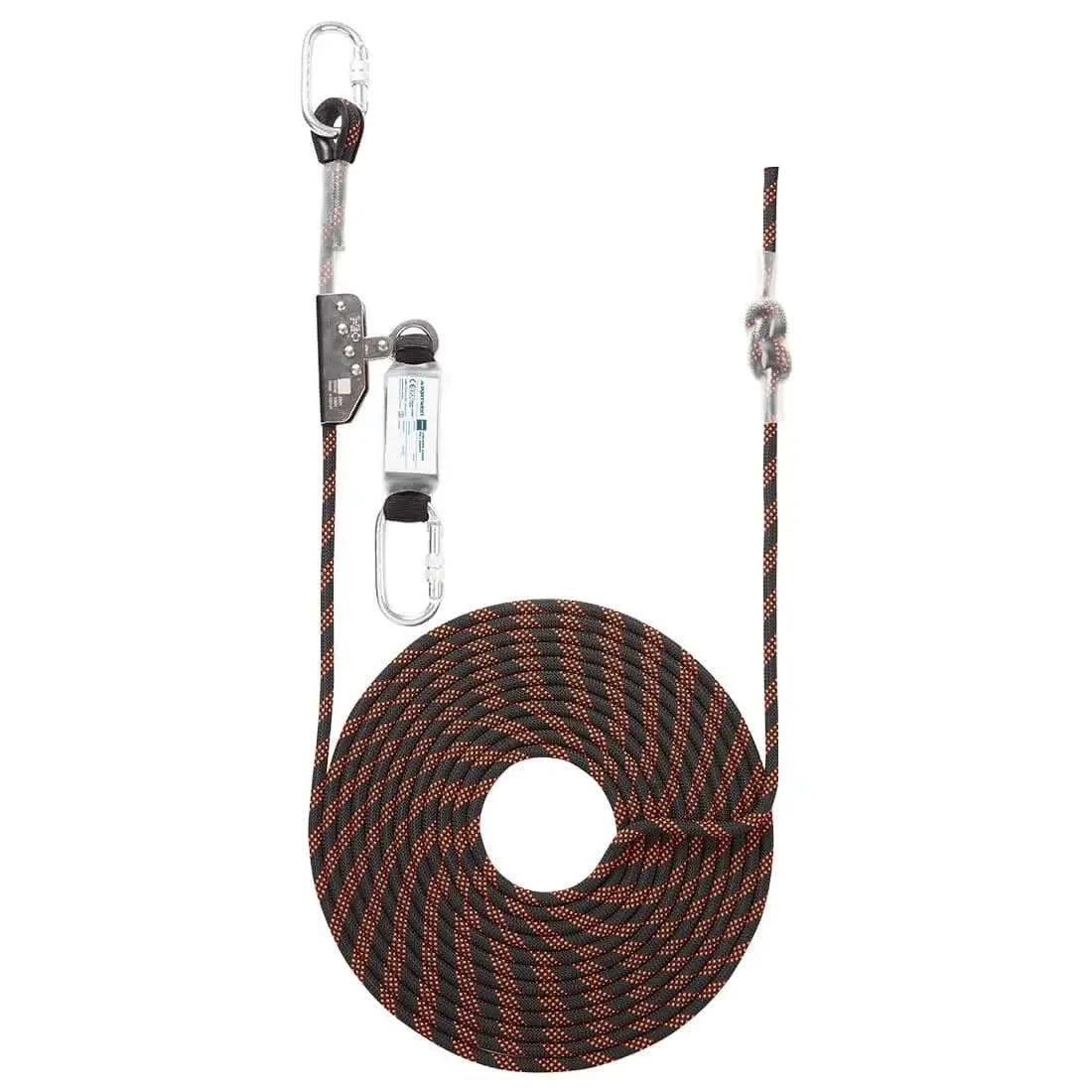 10m Rope Guided Fall Arrest - Black Orange - Customisable Fall Arrest Lanyards