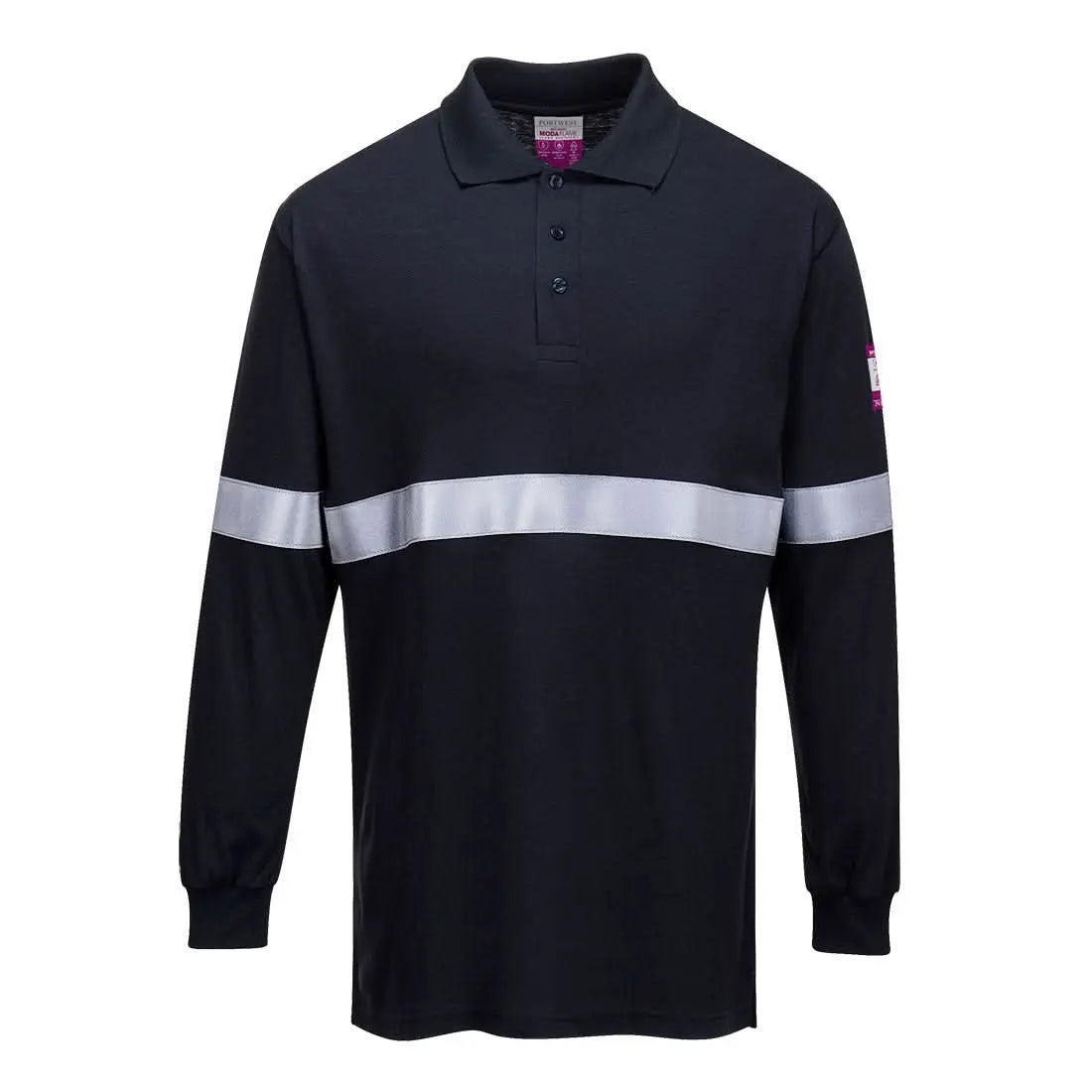 Modaflame Knit Fr Long Sleeve Polo Shirt Fr03 - Navy - Customisable Polo Shirts
