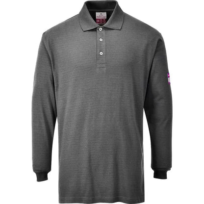 Modaflame Knit Fr Long Sleeve Polo Shirt Fr10 - Grey - Customisable Polo Shirts