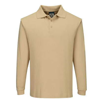 Modaflame Knit Fr Long Sleeve Polo Shirt Fr10 - Tan - Customisable Polo Shirts