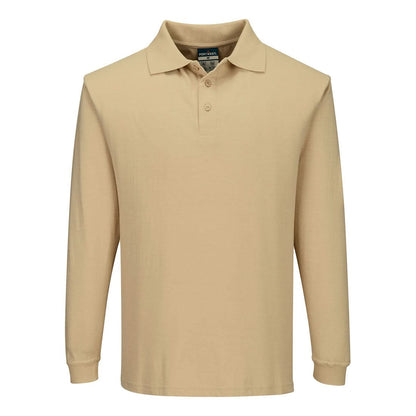 Portwest Flame Resistant Anti Static Polo Shirt LS FR10 - Tan - Customisable Polos