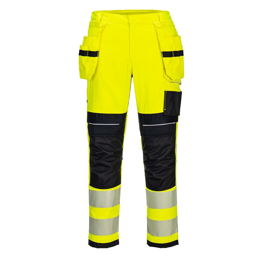 Portwest Pw3 Modaflame Work Hi Vis Holster Fr Trousers FR407 - Yellow Black - Customisable Hi-Vis Trousers