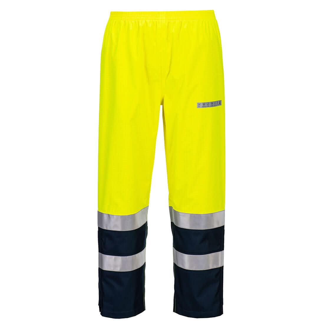 Portwest Bizflame Rain Hi Vis Multi Norm Contrast Fr Trouser FR410 - Yellow Navy - Customisable Hi-Vis Trousers