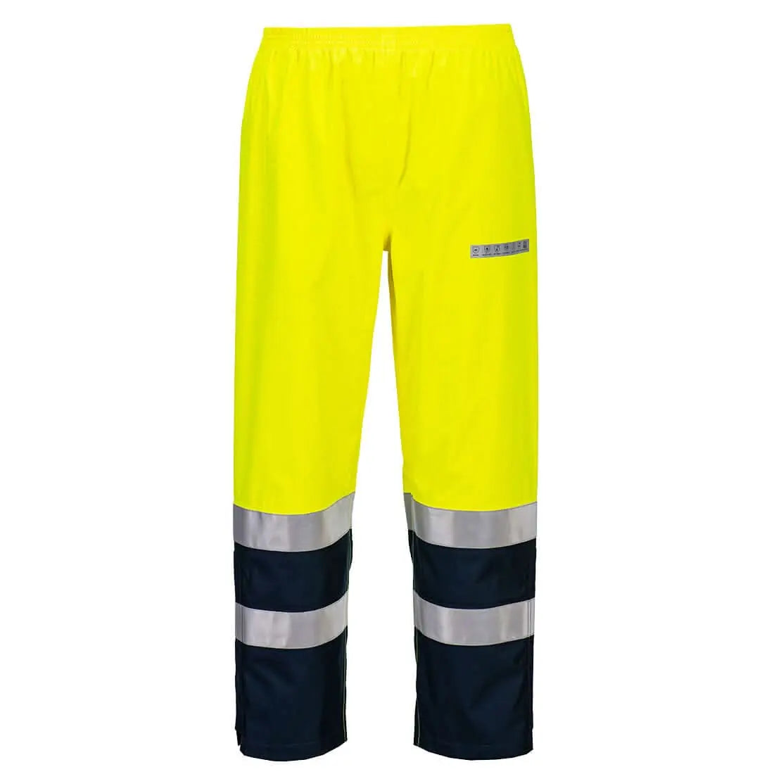 Bizflame Rain+ Hi Vis Multi Norm Contrast Fr Trousers Fr410 - Yellow Navy - Customisable Rain Trousers