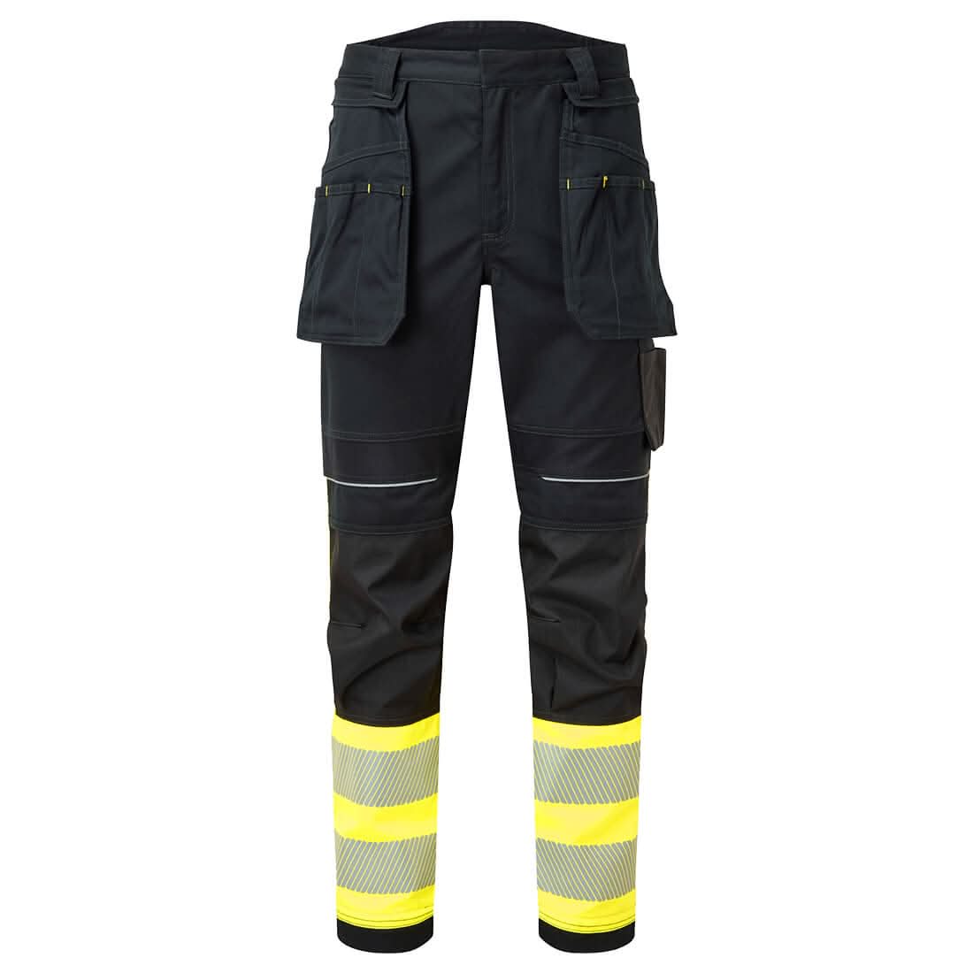 Portwest Pw3 Modaflame Work Hi Vis Class 1 Holster Trousers FR416 - Yellow Black - Customisable Hi-Vis Trousers