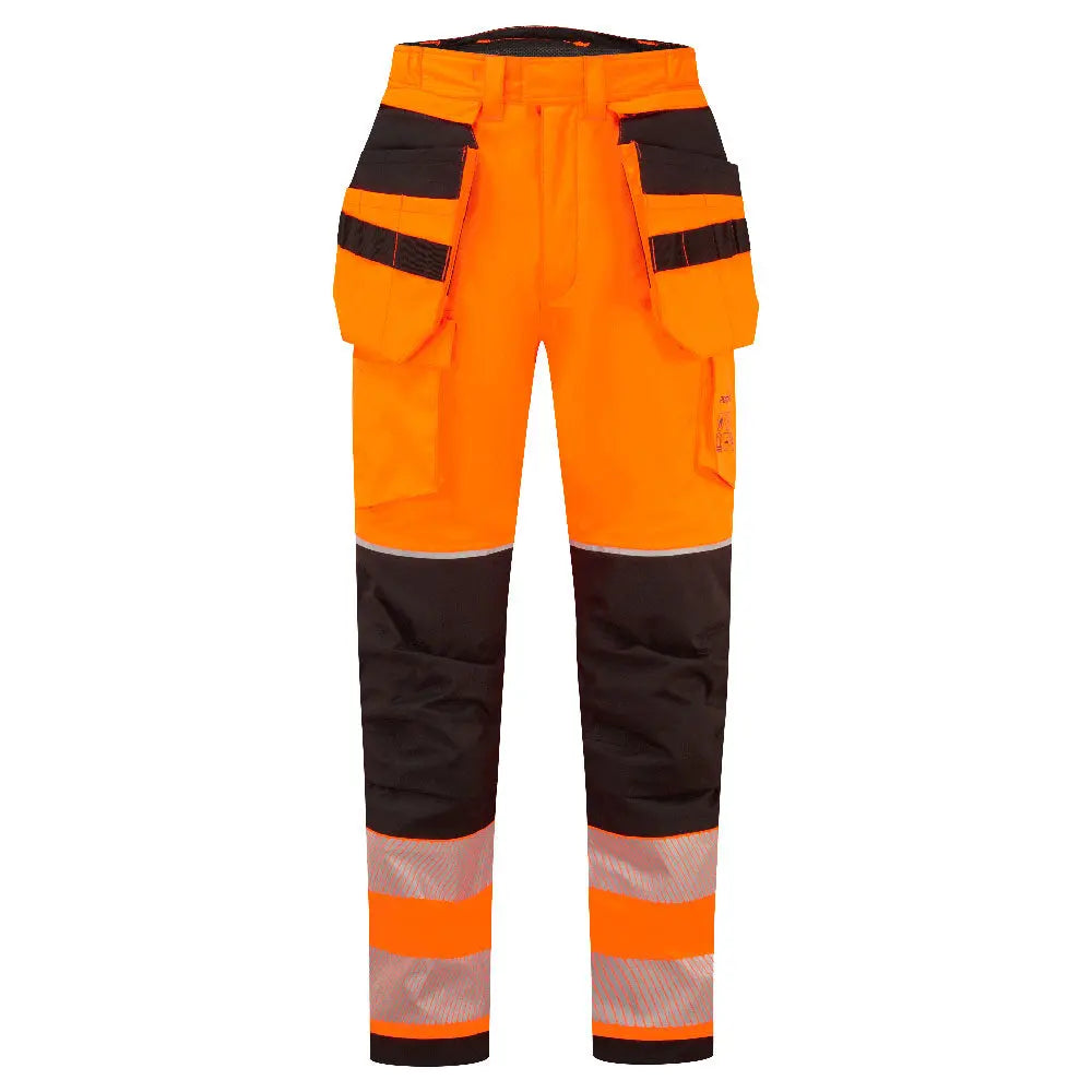 Pw3 Modaflame Rain+ Hi Vis Fr Winter Holster Trousers Fr427 - Orange Black - Customisable Work Trousers