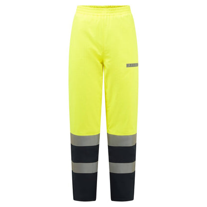 Bizflame Rain+ Hi Vis Multi Norm Contrast Fr Winter Trousers Fr434 - Yellow Navy - Customisable Rain Trousers