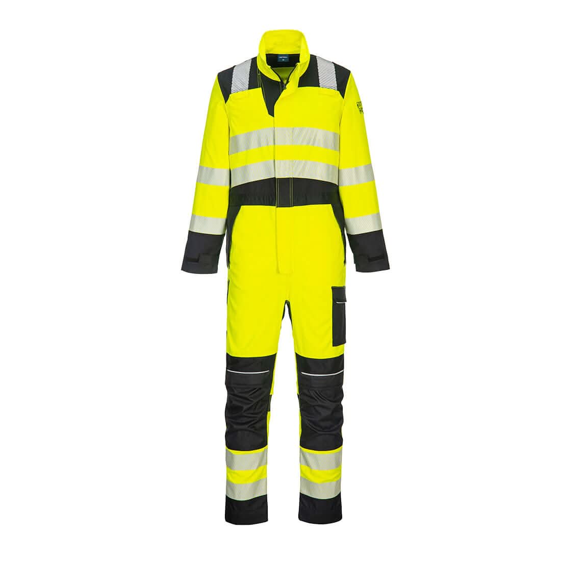 Portwest Pw3 Modaflame Work Hi Vis Multi Norm Fr Coverall FR507 - Yellow Black - Customisable HV Coverall
