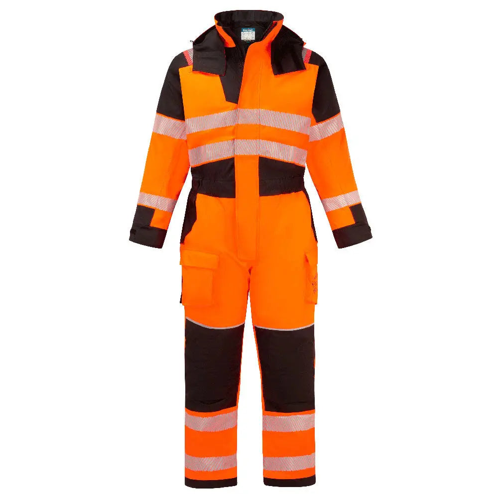 Pw3 Modaflame Rain+ Hi Vis Multi Norm Fr Winter Coverall Fr516 - Orange Black - Customisable Coveralls