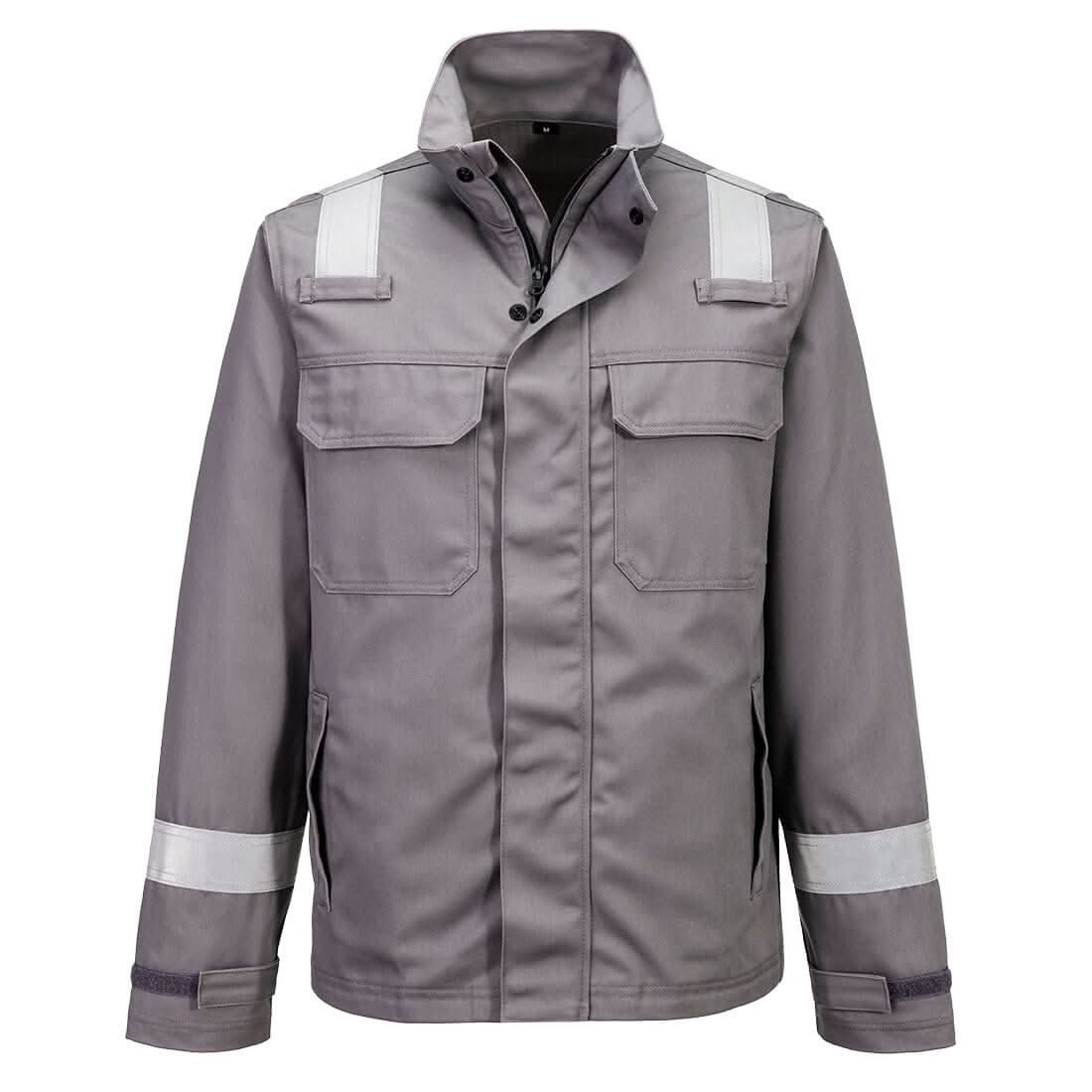Portwest Bizflame Work Chemical Resistant Fr Jacket FR609 - Grey - Customisable Jackets