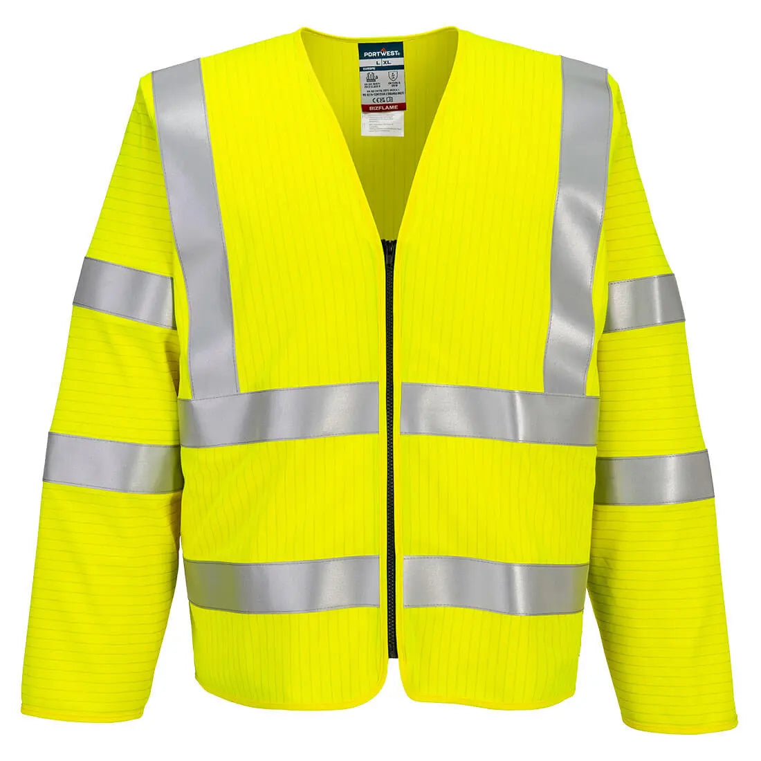 Bizflame Hi Vis Fr Long Sleeve Zip Vest Fr616 - - Customisable Vests