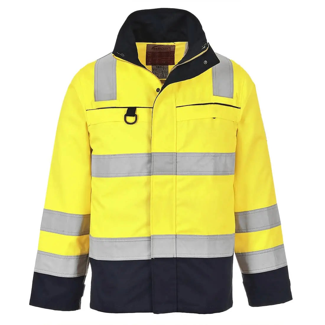 Bizflame Work Hi Vis Multi Norm Contrast Fr Jacket Fr61 - Yellow Navy - Customisable Work Jackets