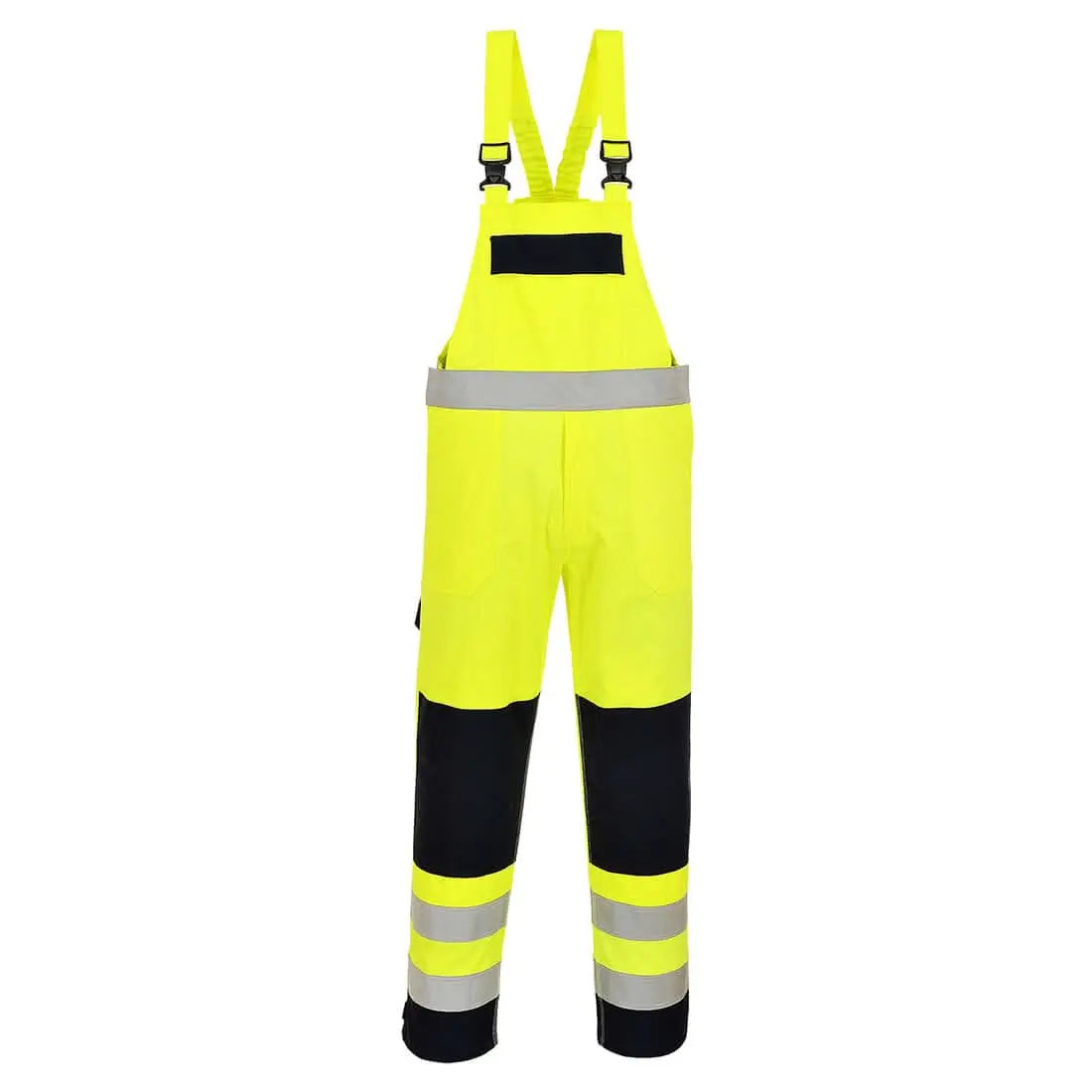 Bizflame Work Hi Vis Multi Norm Contrast Fr Bib And Brace Fr63 - Yellow Navy - Customisable Bib &amp; Braces
