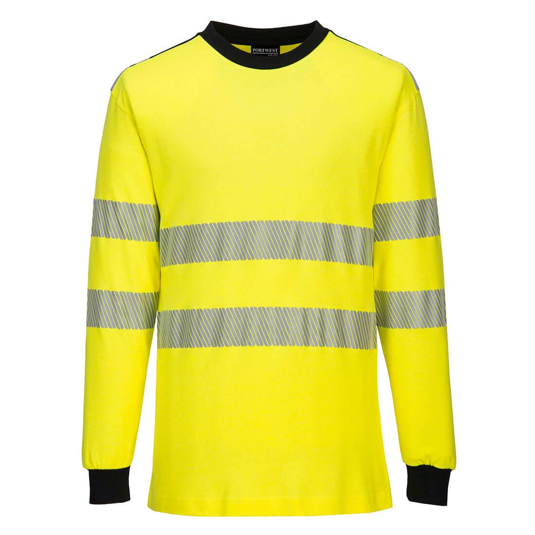 Portwest Pw3 Fr Modaflame Knit Hi Vis T Shirt FR701 - Yellow Black - Customisable Hi-Vis T-Shirts