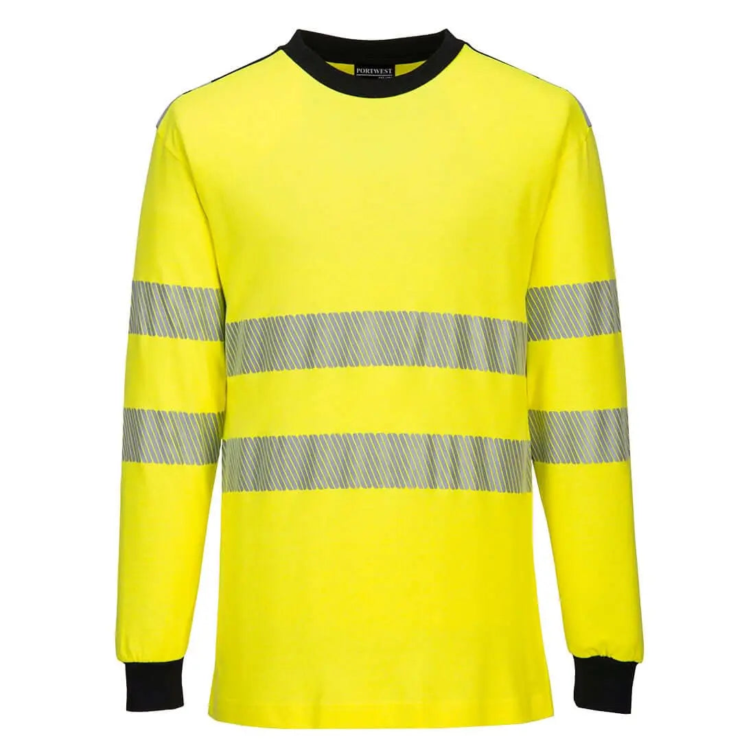 Pw3 Modaflame Knit Hi Vis Fr Long Sleeve T Shirt Fr701 - Yellow Black - Customisable T-Shirt