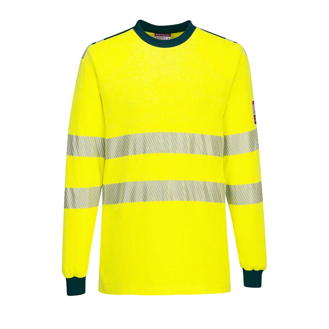Portwest Pw3 Fr Modaflame Knit Hi Vis T Shirt FR701 - Yellow Navy - Customisable Hi-Vis T-Shirts