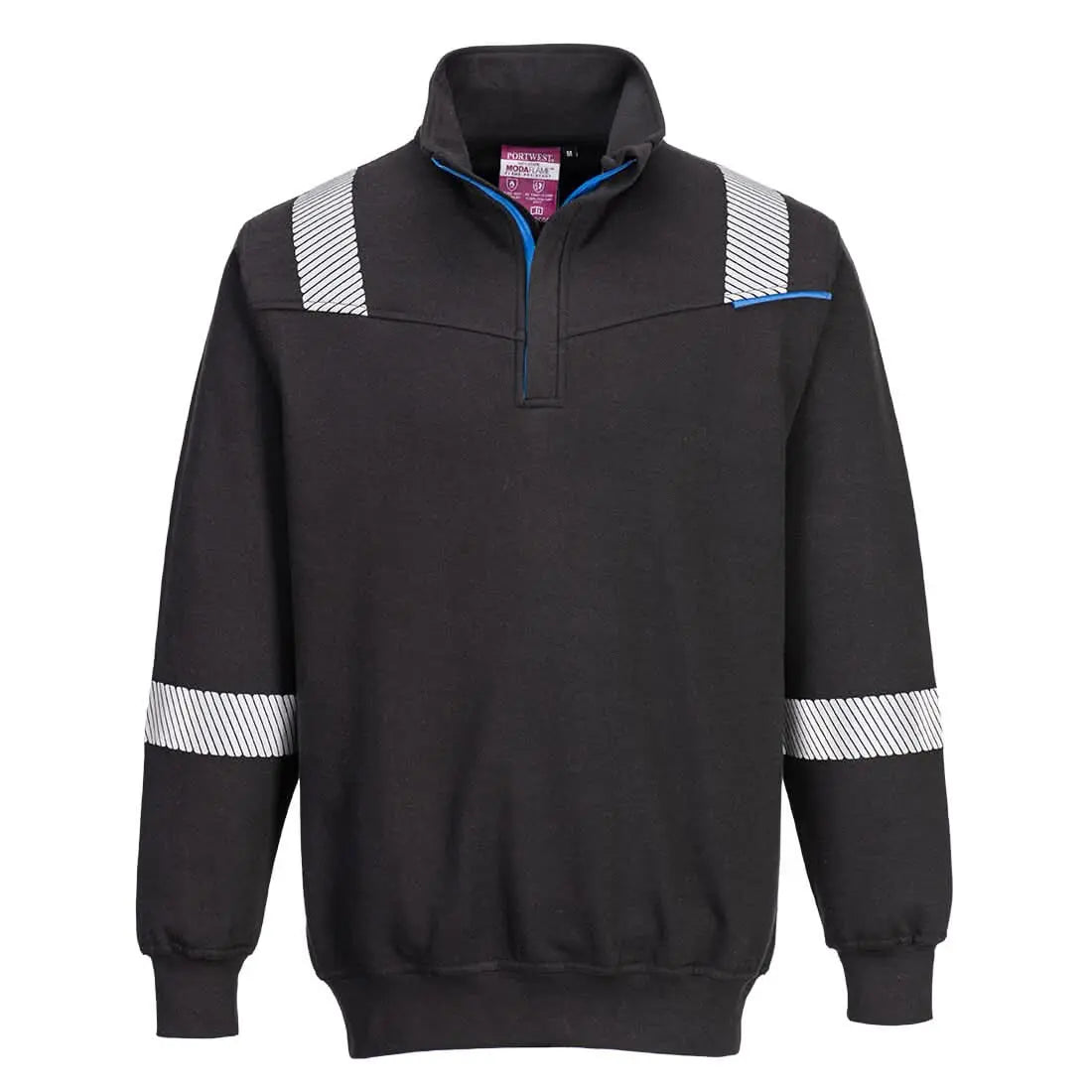 Wx3 Modaflame Knit Fr 1/4 Zip Sweatshirt Fr710 - Black - Customisable Sweatshirts