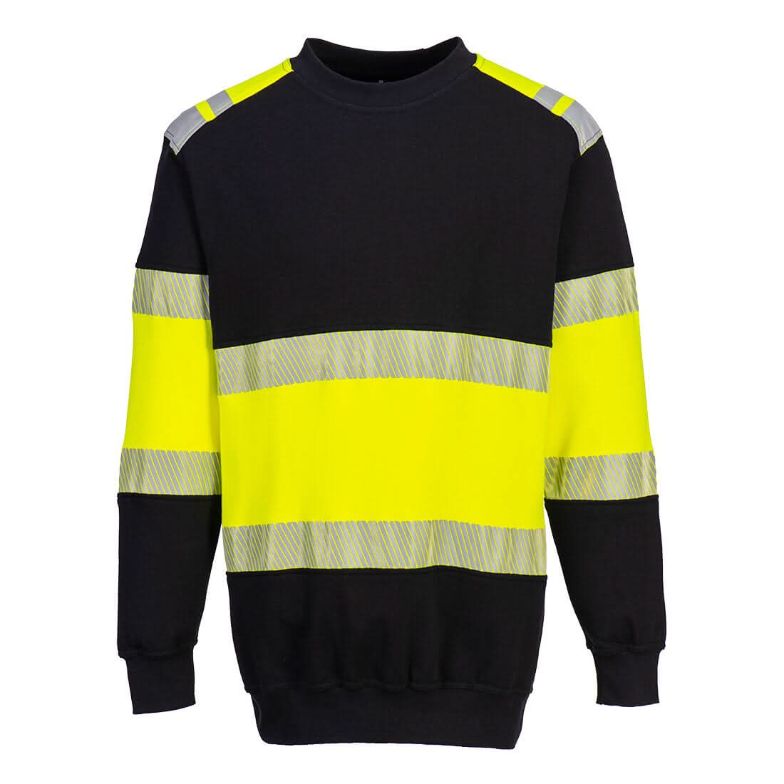 Portwest Pw3 Modaflame Knit Hi Vis Class 1 Fr Sweatshirt FR716 - Yellow Black - Customisable Hi-Vis Sweatshirt