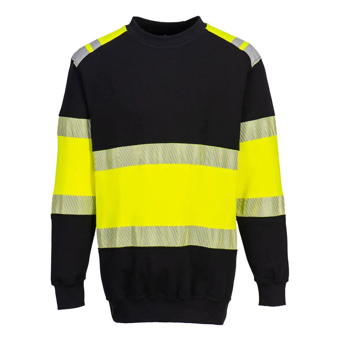 Pw3 Modaflame Knit Hi Vis Class 1 Fr Sweatshirt Fr716 - Yellow Black - Customisable Sweatshirts
