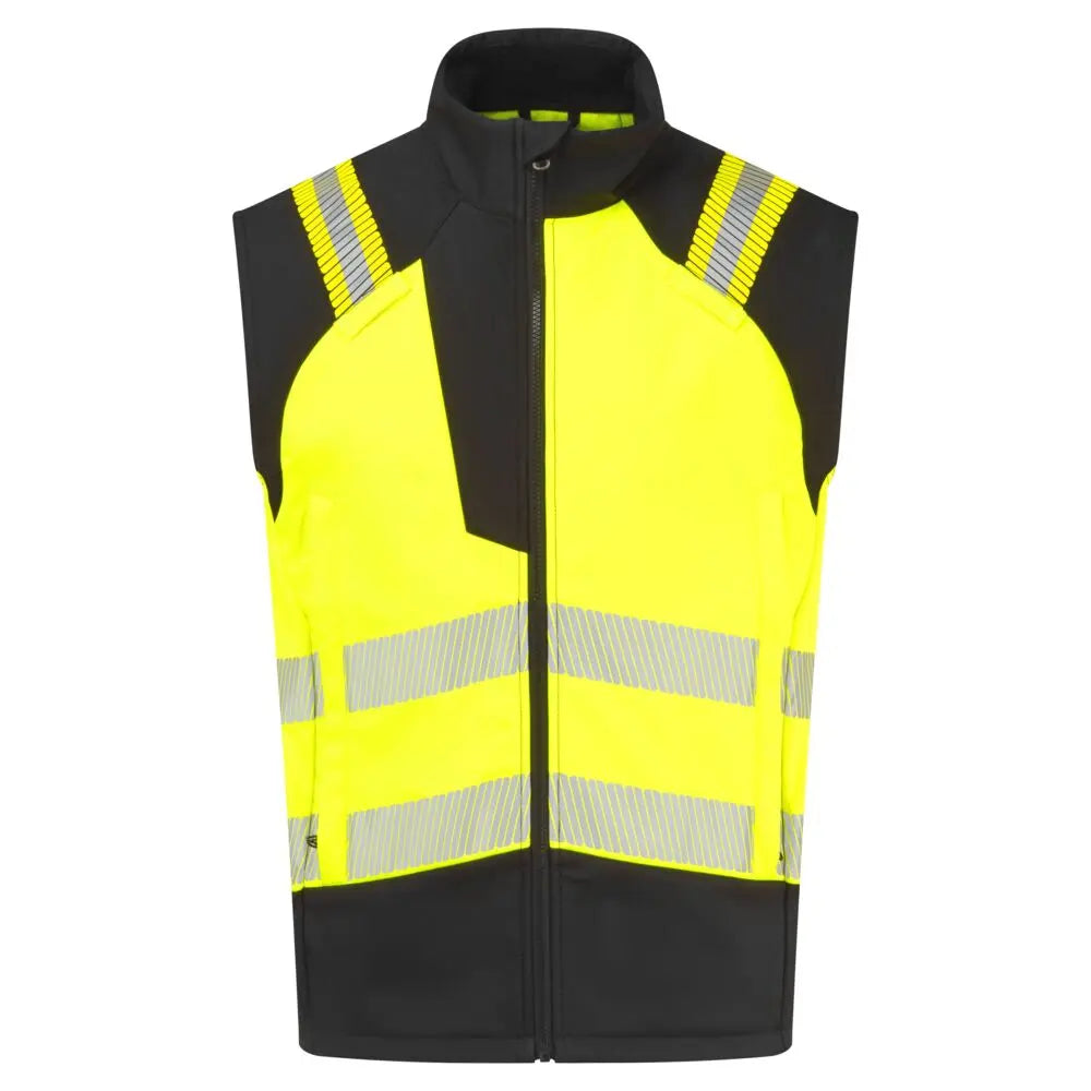 Pw3 Modaflame Softshell Hi Vis Fr Gilet Fr719 - Yellow Black - Customisable Gilets
