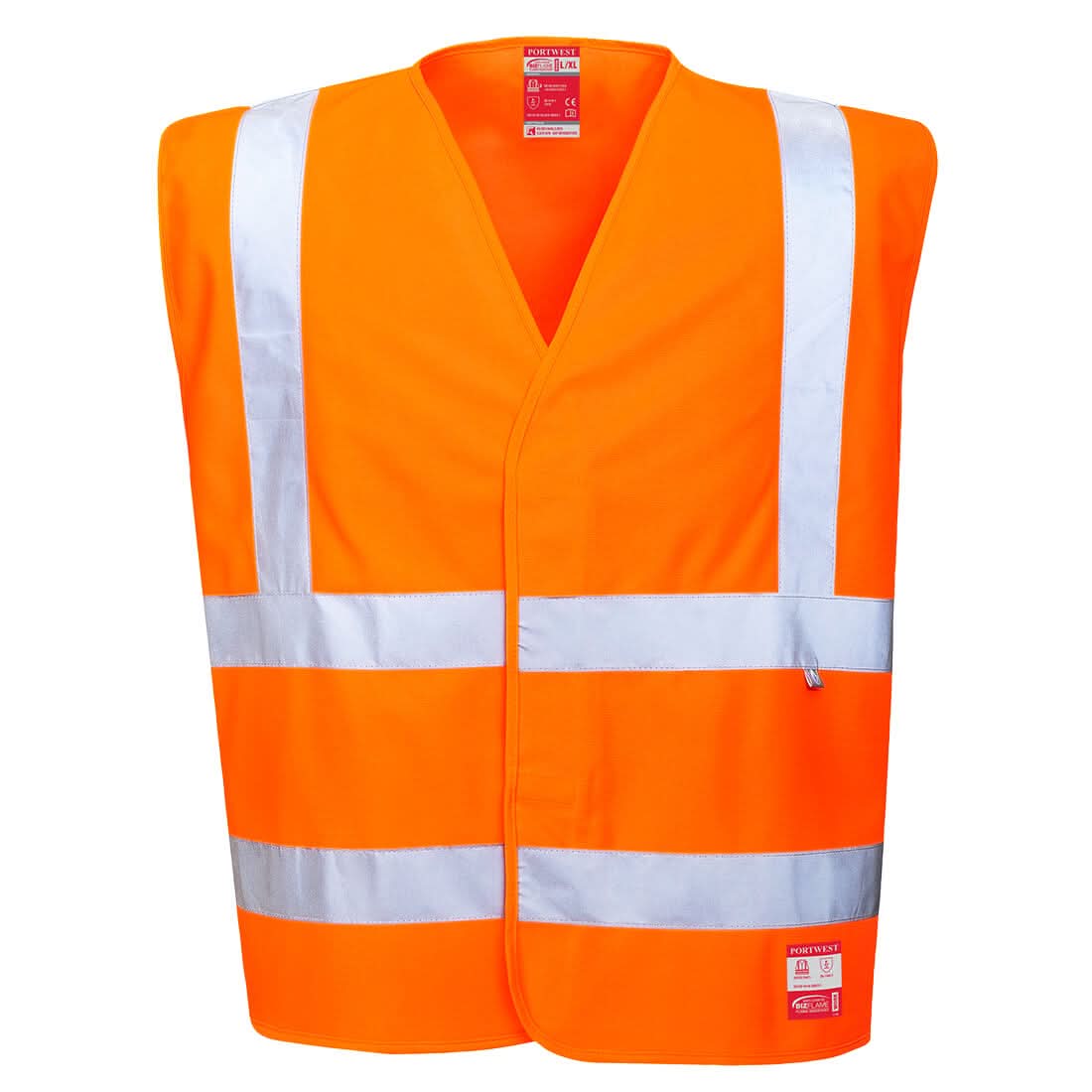 Portwest Bizflame Hi Vis Anti Static Fr Vest FR71 - Orange - Customisable HV Vest