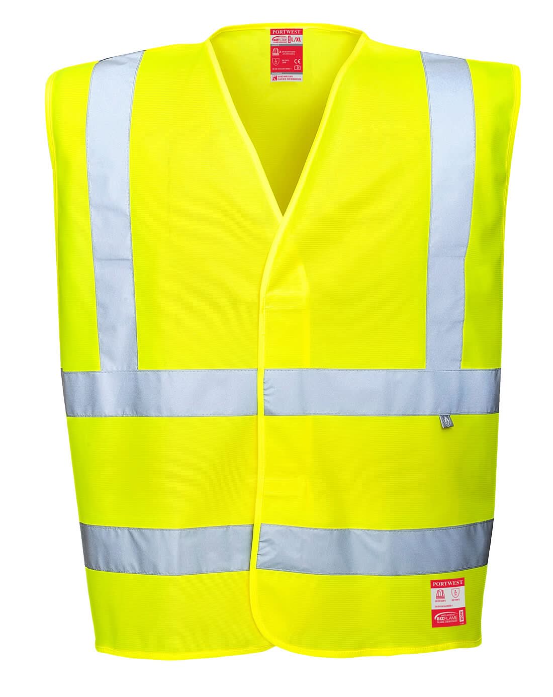 Portwest Bizflame Hi Vis Anti Static Fr Vest FR71 - Yellow - Customisable HV Vest