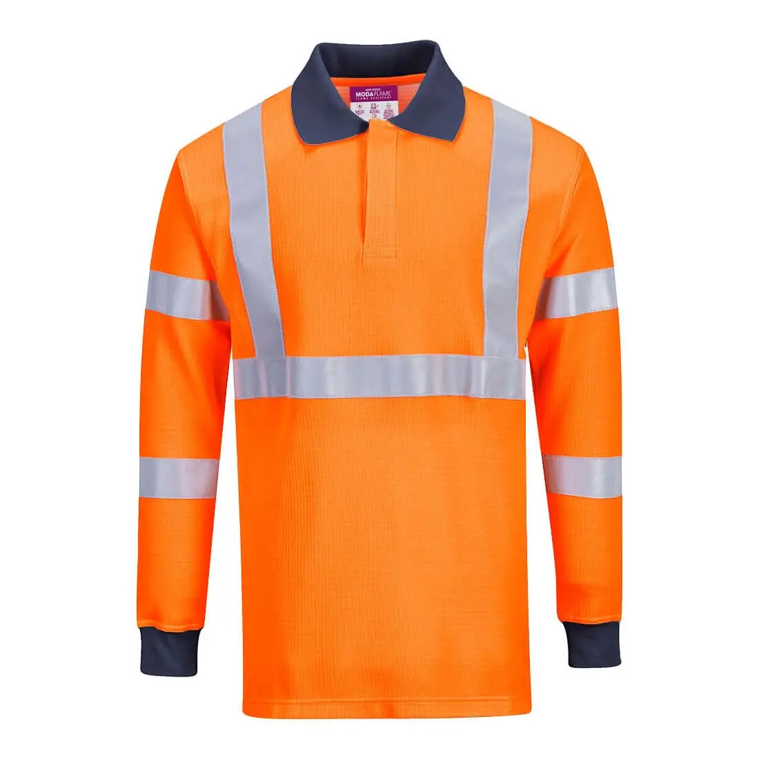 Modaflame Knit Hvo Fr Long Sleeve Polo Shirt Fr76 - Orange - Customisable Polo Shirts
