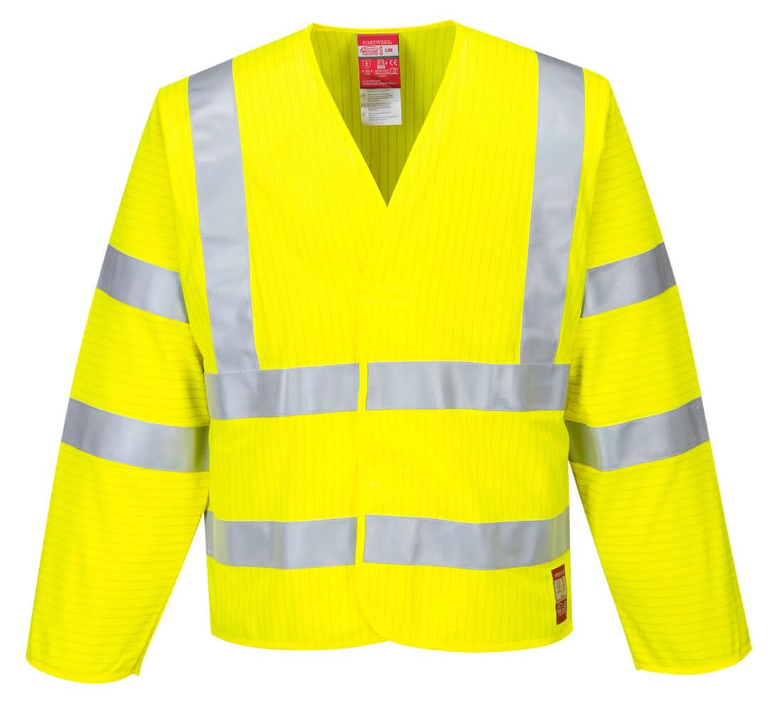Portwest Hi Vis Anti Static Jacket Flame Resistant FR85 - Yellow - Customisable Jackets