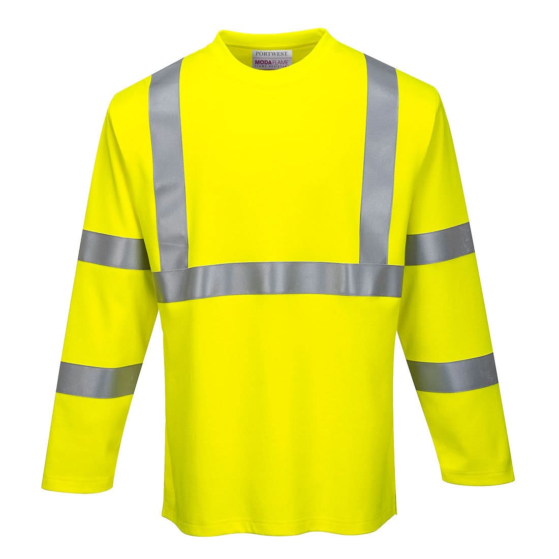 Portwest Modaflame Knit Hi Vis Fr Long Sleeve T Shirt FR96 - Yellow - Customisable Hi-Vis T-Shirts