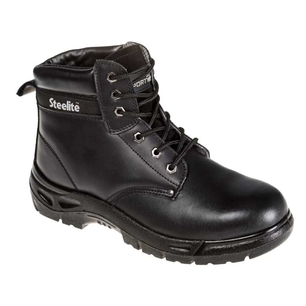 Portwest Steel Action Leather Ankle Boot S3 Sr FW03 - Black - Customisable Boots