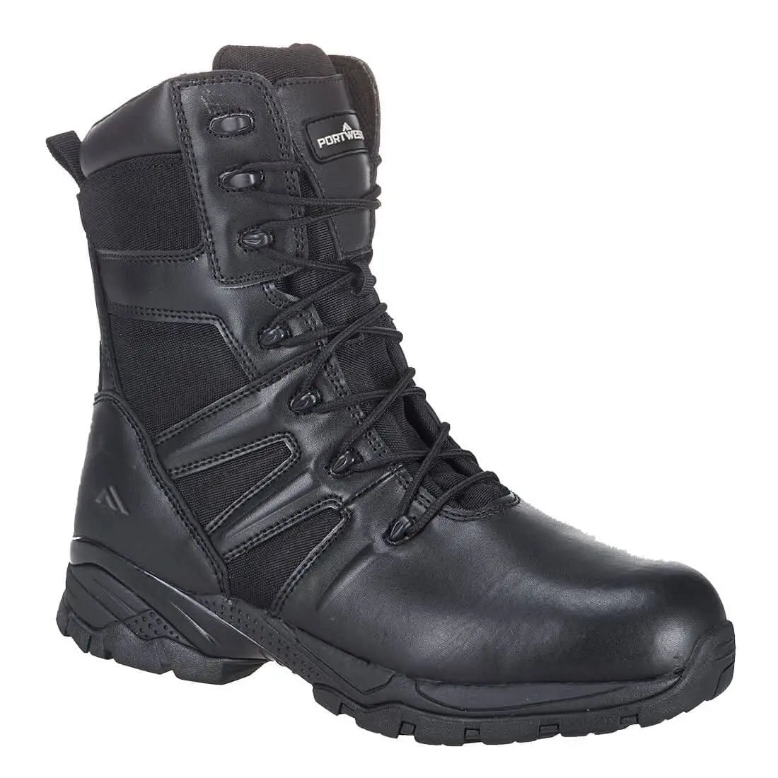 Steel Action Leather And Mesh High Boot S3 Sr Hro Fw65 - Black - Customisable Boots