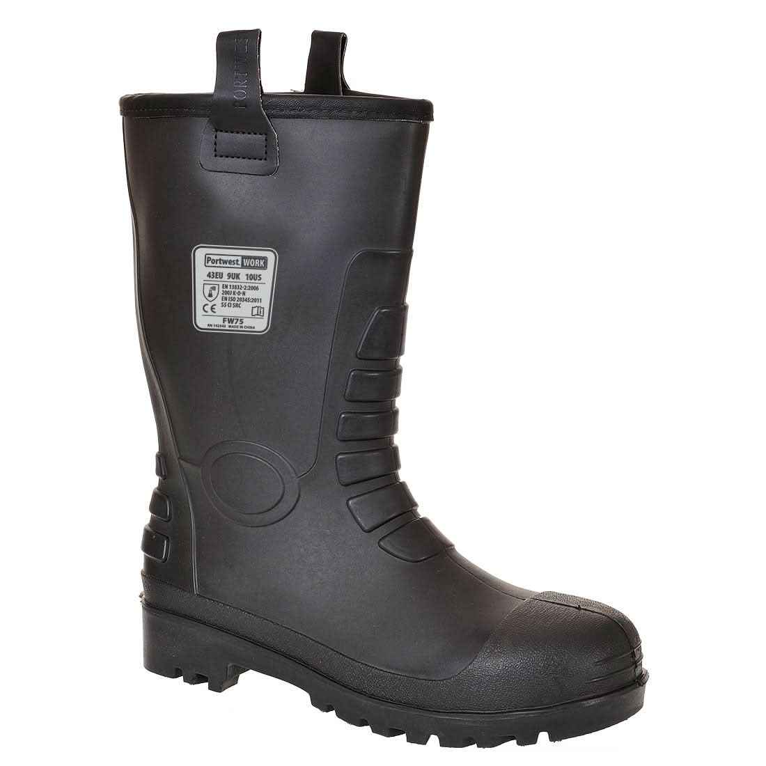Portwest Steel Pvc Rigger Boot S5 Fo FW75 - Black - Customisable Boots