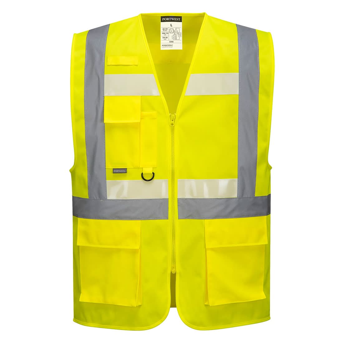 Portwest Glowtex Ezee Zip Executive Vest G456 - Yellow - Customisable HV Vest