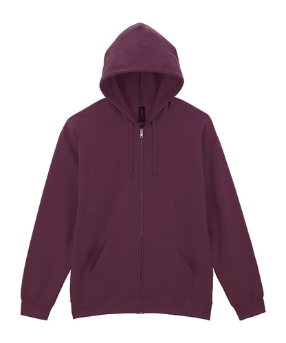 Gildan Softstyle Midweight Fleece Adult Full Zip Hooded sweatshirt GD068 - Maroon - Customisable Sweatshirts